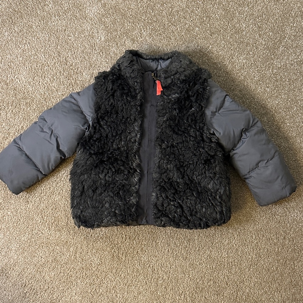 J Crew Cozy Kids Black and Gray Puffer Jacket